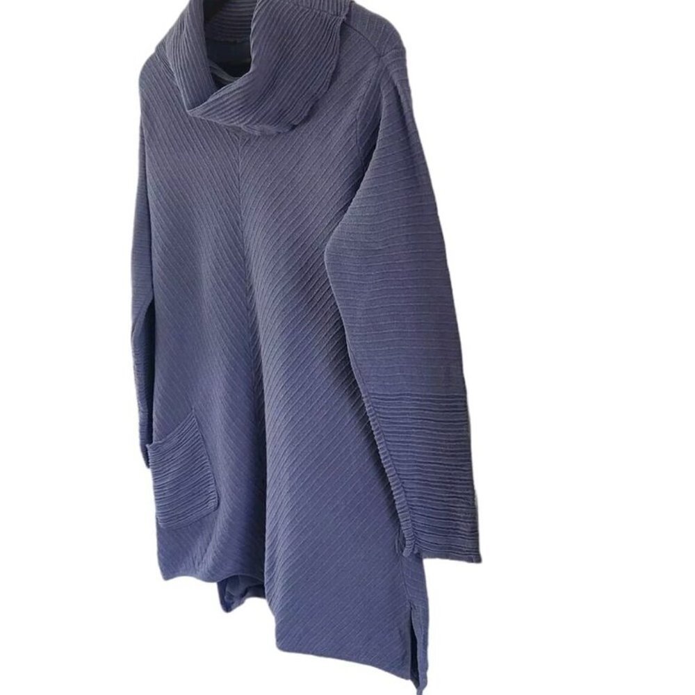 Habitat Clothes To Live In Gray Pleated Cowl Neck Lagenlook Top Size Small - Picture 4 of 7